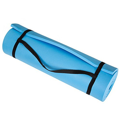 Thick Yoga Mat - Double Sided 1/2-Inch Workout Mat - 72x24-Inch Exercise Mat for Home Gym Fitness or Pilates with Carrying Strap by Wakeman