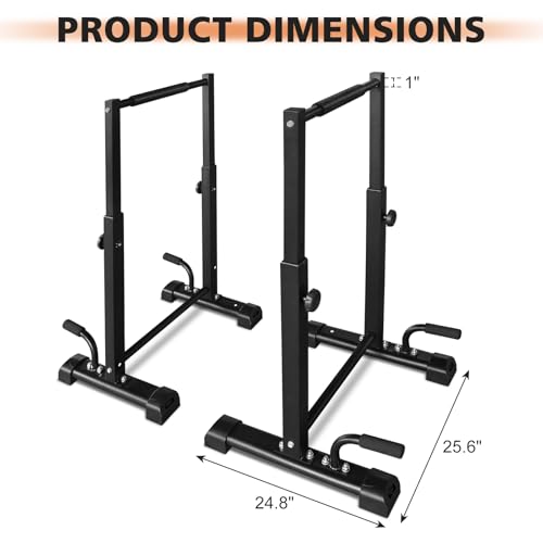 Dip Bar Station Set | 1200LBS Heavy-Duty Parallettes Bars with 6-Level Adjustable Pull-Up Bars | Full-Body Workout Fitness Equipment | Extra Push-Up Handles Included | Sturdy Steel Frame with Non-Slip Feet | Ideal for Home Gym, Calisthenics & Strength Tra