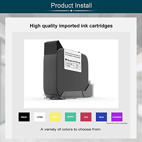 Phezer Original 42ml Black Quick Dry Solvent Ink Cartridge Replacement for 0.5inch/12.7mm Handheld Mini Inkjet Printers PC11 (Black) - color: PC11 Printer Ink (Black)