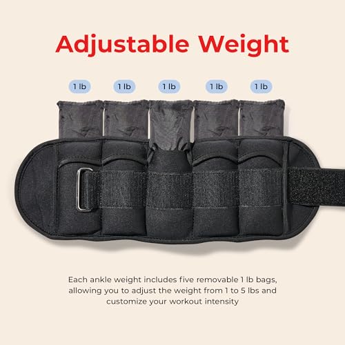 Sunny Health & Fitness Neoprene 1-5 LB Pair Ankle Weights/Adjustable 5 LB - size: Adjustable 1-5 LB