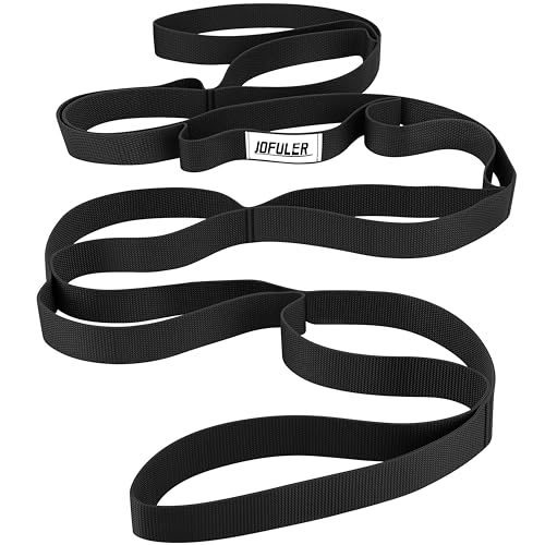 Stretching Strap for Physical Therapy and Home Rehab, 10 Loops Non-Elastic Yoga Strap for Hamstring, Calf and Back Stretching, Mobility, Exercise, Pilates, Flexibility
