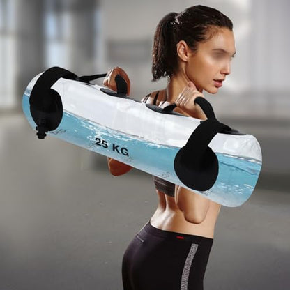 55lbs Water-Filled Exercise Bag Adjustable Weight Training System for Full Body Workouts Includes Pump & Comfort Handles for Squats, Rows & More