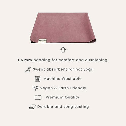Travel Yoga Mat 1.5mm | Foldable, Lightweight Mat | Use for Travel, Backpacking, Yoga Retreat, Outdoors, Gym, Pilates, Machine Washable, Eco-Friendly