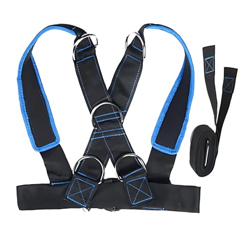 Training Sled Harness, Resistance Vest with Y-Strap, 33.1-45.7 in Adjustable Waist, Features Five D-Rings, 62.5 in Tow Strap, for Strength and Core Workouts