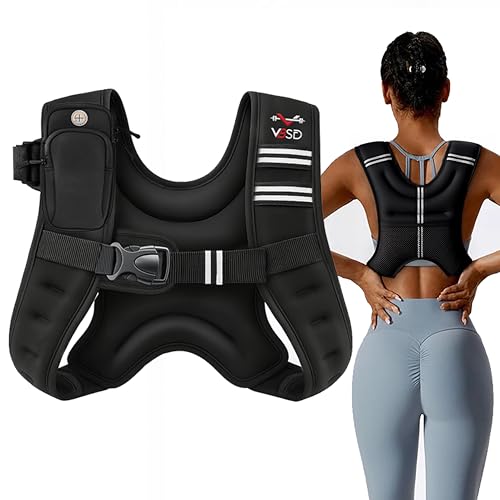 Weighted Vest Woman 6lb/8lb/12lb/16lb/20lb/25lb/30lb Weight Vest for Women Men Body Weight Vests for Walking Strength Training Running Workout Jogging Fitness - color: Black, size: 6LB