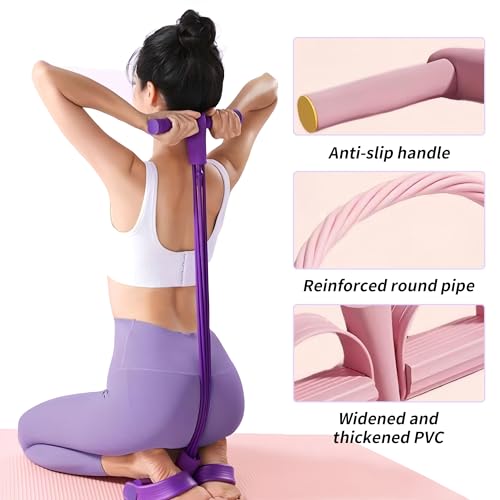 Multifunction Tension Rope - 6-Tube Elastic Pedal Resistance Band with Handle for Abdomen/Waist/Arm/Leg Stretching Slimming Training