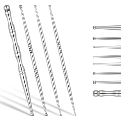 4 Pieces Facial Reflexology Massage Tool Stainless Steel Manual Pen Dual Head Facial Reflexology Tools Portable Massage Tool for Deep Tissue Face Body Muscle Relax