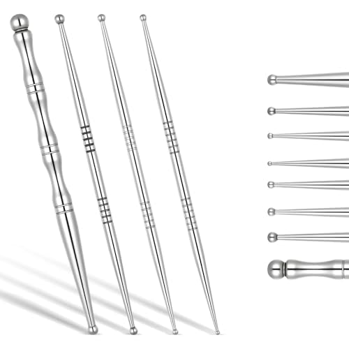 4 Pieces Facial Reflexology Massage Tool Stainless Steel Manual Pen Dual Head Facial Reflexology Tools Portable Massage Tool for Deep Tissue Face Body Muscle Relax