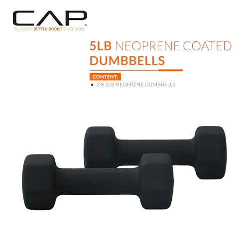 CAP Barbell Neoprene Dumbbell Weights Pairs & Sets | Black - style: 5 lb Pair