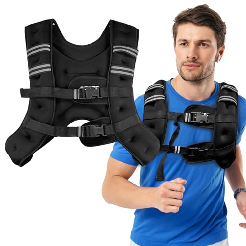 POWER GUIDANCE Weighted Vest for Men & Women with Reflective Stripes,Adjustable Workout Vest for Running, Jogging, Walking & Strength Training, Comfortable Rucking Weight Vest
