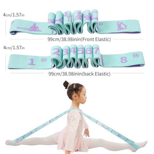 Extended 8 Loops Kids' Elastic Band – Adjustable Dance & Gymnastics Stretch Strap for Children's Training, Yoga, Pilates, and Ballet Resistance Home Workout - color: Blue