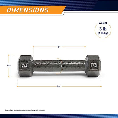 Marcy Cast Iron Hex Dumbbells Collection - Available size from 3-lb to 100-lb, SOLD INDIVIDUALLY - style: 3lbs