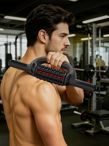 Rolling Percussive Deep Tissue Massage Roller Stick with Hands-Free Base,Rechargeable 6-Speed Massager for Muscle Recovery & Lymphatic Circulation,Ideal for Back,Arm,Leg,Calf & Foot Massage