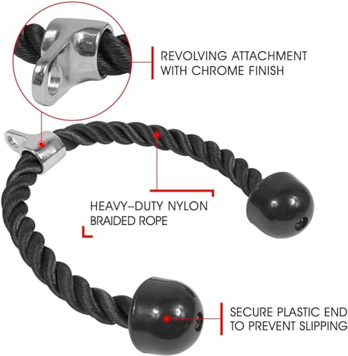 Yes4All Cable Machine Attachment, Row Handles, Tricep Rope, Straight Bar, V Bar, LAT Pulldown Accessories Load 880 LB for Home Gym