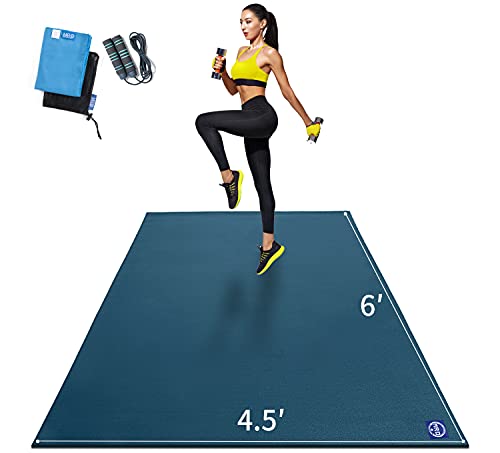 MRO Extra Large Exercise Mat 8'x4.5'/7'x4.5'/6'x4.5'(7mm) - color: blue, size: 6*4.5 FT