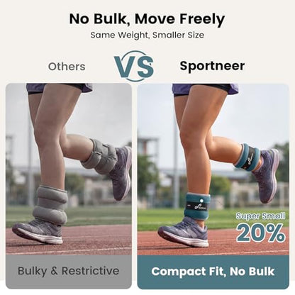 Sportneer Ankle Wrist Weights for Women Men, Pair of 1/2/4/6/10 LB Wearable Leg Arm Weights for Walking, Running, Pilates, Strength Training, Physical Therapy & Home Fitness