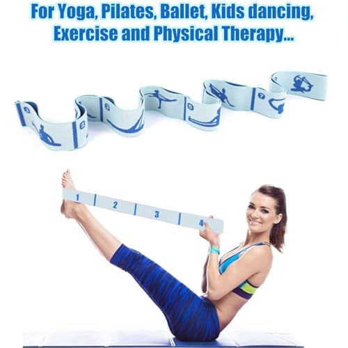 Elastic Yoga Stretching Strap with Loops, CEILIWEN Stretch Straps for Physical Therapy, Pilates Stretch Band, Elastic Exercise Bands, Leg Stretching Strap, Stretch Resistance Bands for Exercise