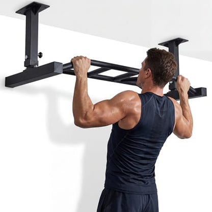 47 Inch Ceiling Mount Pull Up Bar Fitness Trainer Adjustable Height Heavy Duty Multi-Grip Chin Up Bar Home Gym Equipment