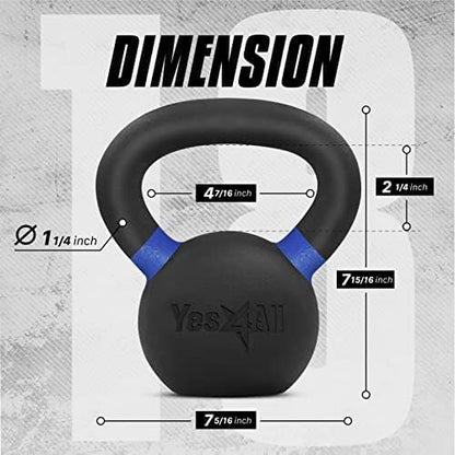 Yes4All Powder Coated Cast Iron Kettlebell, Single Deep Blue, 40 KG / 88 LB - color: Dark Blue, style: B. Pair