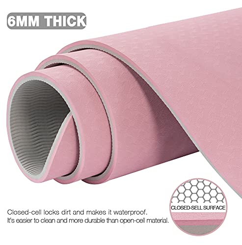 UMINEUX Large Yoga Mat for Men and Women 1/4 & 2/5 Inch Extra Thick TPE Fitness Mat for Home Gym Workout, Non-Slip, Eco Friendly Exercise Mat for Yoga, Pilates, Stretching, Meditation