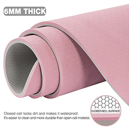 UMINEUX Large Yoga Mat for Men and Women 1/4 & 2/5 Inch Extra Thick TPE Fitness Mat for Home Gym Workout, Non-Slip, Eco Friendly Exercise Mat for Yoga, Pilates, Stretching, Meditation