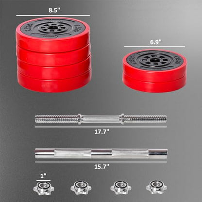 Soozier Adjustable Dumbbell Set, Convertible to Barbell Weight Set for Home Gym Women and Men Weight Lifting Training.