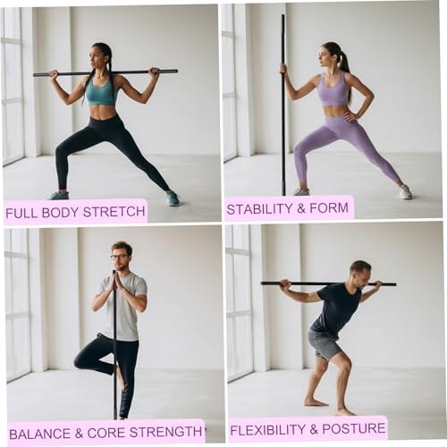 Yoga Stick Sturdy Steel Stretching Stick with Non-Slip Ends & Foam Handles for Mobility Flexibility & Balance | Exercise Pole for Fitness Posture Correction Yoga, Exercise, Stretching