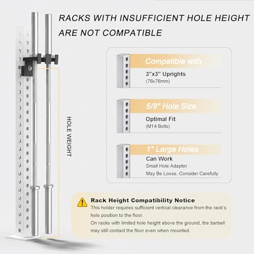 Rack-Mounted Olympic Barbell Holder for 2x2 & 2x3 Power Racks, No Drilling Required – Heavy-Duty Steel Storage with Protective Padding, Space-Saving Gym Equipment - color: 2in1(fit 3x3"power racks)