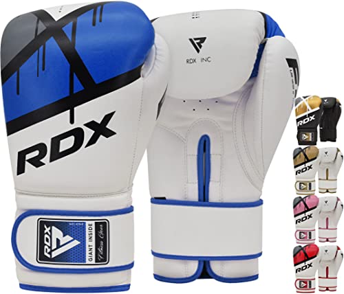 RDX Boxing Gloves EGO, Sparring Muay Thai Kickboxing MMA Heavy Training Mitts, Maya Hide Leather, Ventilated, Long Support, Punching Bag Workout Pads, Men Women Adult 8 10 12 14 16 oz - color: BLUE, size: 10OZ