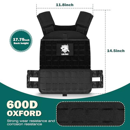 Adjustable Weighted Vest for Men Women – Tactical Vest for Rucking, HIIT & CrossFit, Fits 10x12 Plates, 600D Breathable Weight Vest & Exercise Vest for Strength Training, Weights Not Included - color: Black-1