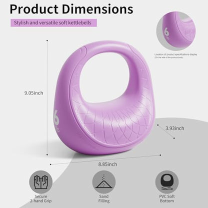 Soft Kettlebell, Kettlebells Anti-Slip Grip with Cushioned Impact-Resistant Base, Strength Training Kettlebells Sets for Home Workouts, Kettlebell for Women/Men/Beginners (6LB/10LB/15LB)