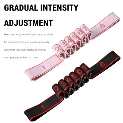 2- Pack Stretching Strap with 8 Loops - Multi-Loop Yoga Straps, Elastic Stretch Bands for Pilates, Dance, Gymnastics, Physical Therapy, and Exercise - color: Pink-Red,Pink