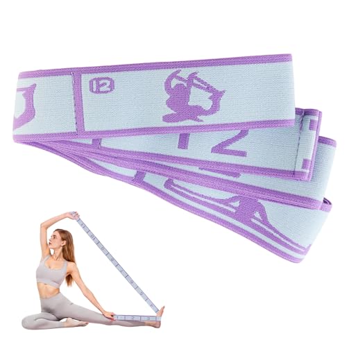 Stretch Strap Elastic Yoga Stretching Strap with 12 Loops Polyester for Physical Therapy, Pilates, Home Workout - Multi-Loop Pilates Stretch Band (Purple)