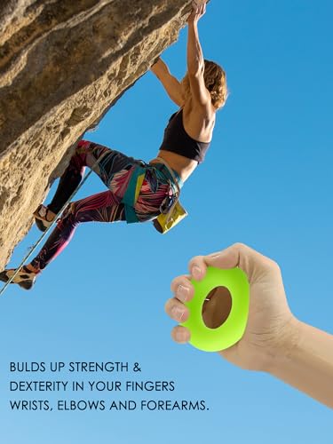 Smooth Grip Ring, Silicone Grip Ring, Adjustable Finger Exerciser, Suitable For Finger Exercise & Hand Strength Training - color: Green