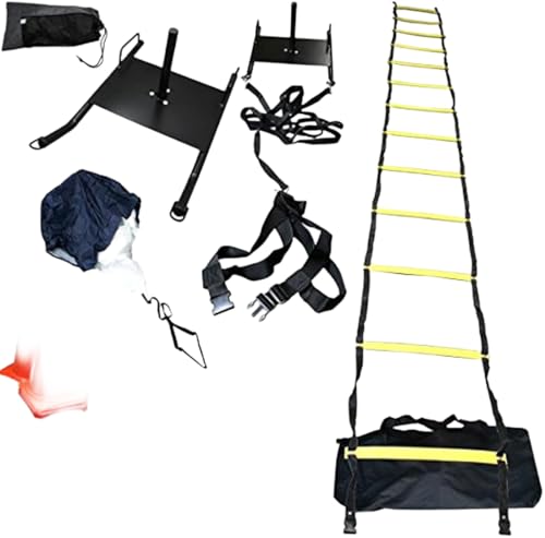Bluedot Trading Power Running Training Speed Weight Sled, Ladder, Agility Cone Set for Athletic Exercise and Speed Improvement, Conditioning, and Cross-Training