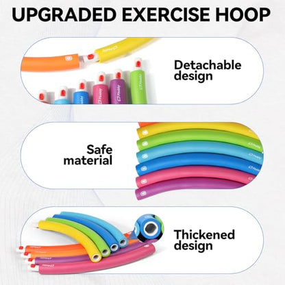 Weighted Exercise Hoop for Adults, 2.2lb&2.8lb Adjustable Fitness Hoop, 8 Detachable Hoop Sections with Jump Rope & Storage Bag, Home Gym Workout - style: Basic 2.2lb