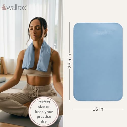 Microfiber Yoga Hand Towel – Super Soft, Quick-Dry, Non Slip Yoga Towel for Hot Pilates, Gym & Workouts (26.5" x 16", Blue) - color: Blue