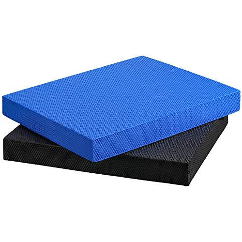 2 Pcs Foam Balance Pad Non Slip Stability Trainer Rectangle Board Exercise Pad Cushion for Women Men Dancing Balance Training Workouts Yoga Physical Therapy, Black and Dark Blue