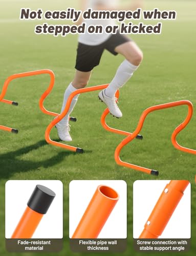 GHB Agility Hurdles 5/6 Pack Foldable Speed Agility Training Hurdles Adjustable Sturdy Hurdles Training Equipment Set with Carry Bag for Amateur, Athletes, Soccer, Basketball