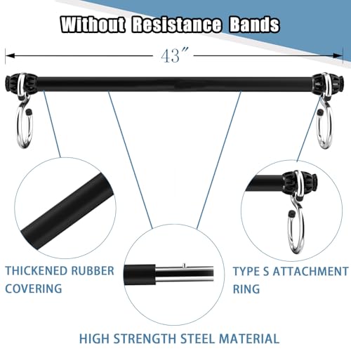 Resistance Band Bar, Portable 43 Inch Pilates Bar with Resistance Bands Home Gym Workouts Stick Squat Yoga Pilates Flexbands Kit for Full Body Shaping