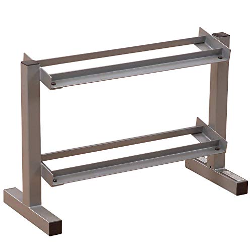 Body-Solid (PDR282X) 2-Tier Dumbbell Rack - Heavy-Duty 30inch Wide Weight Stand, Home Gym Storage Solution Holds 1 pair each of 5-30 lb. Dumbbells