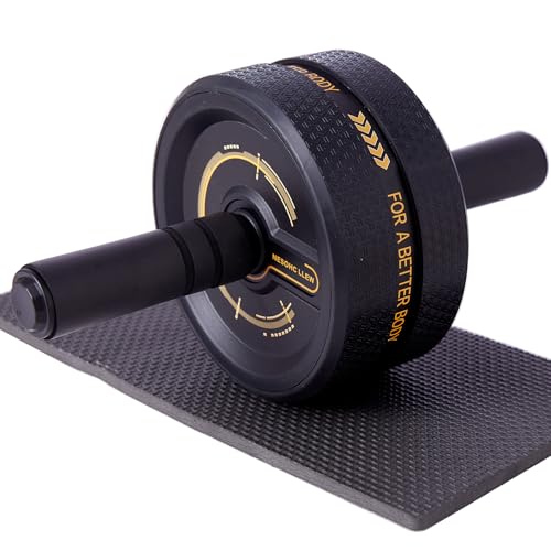 Upgraded Ab Roller Wheel. Abdominal Training Roller for Men/Women, Abdominal Wheels Widened to 3.4 ", Rubber Tread of The Abdominal Wheel Upgraded, Max Weight 490 lbs - color: Yellow
