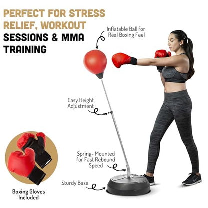 TechTools Punching Bag with Stand, Boxing Bag for Teens & Adults - Height Adjustable - Speed Bag for Training, Boxing Equipment, Stress Relief & Fitness