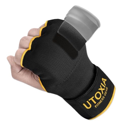 Boxing Hand Wraps Inner Gloves for Men & Women – Quick Gel Padded Boxing Wraps for Women & Hand Wraps for Boxing Gloves – Elasticated Boxing Wrap Wrist Straps for Knuckle Protection - color: Black, size: Small-Medium