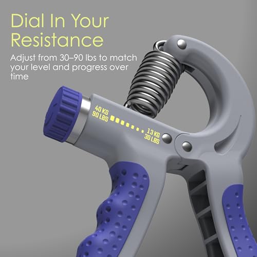EQYP Hand Grip Strengthener Set Adjustable Resistance – Forearm & Finger Exerciser Kit, Light Medium Heavy, Includes Counter Grip & Donut Squeeze Balls for Strength Training & Home Use - color: Grey (With Counter)