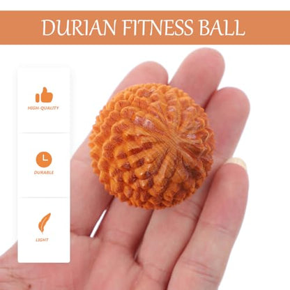 SOIMISS 2 Pieces Durian Shaped Wood Hand Massage Balls Mini Rolling Massagers Baoding Style Fitness Supplies Stress Relief Muscle Relaxation Acupoint Stimulators Roller Light Yellow Length 1.57 Inch