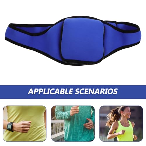 Mic Belt Microphone Waist Pack with Zipper Neoprene Sweat-resistant Trainer Running Waistband Bag for Gym Outdoor Activities Blue