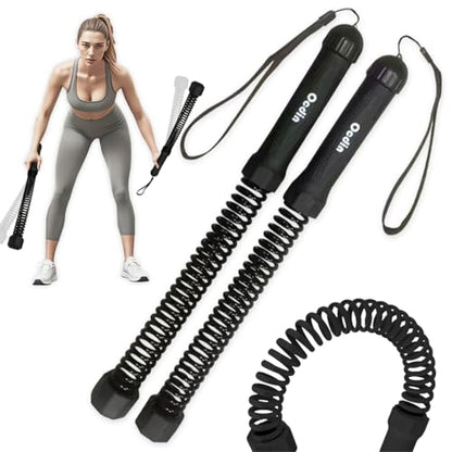 Portable Ropeless Battle Ropes for Home Gym, 2 Sticks Cordless Training Rope for Low-Impact Cardio Training