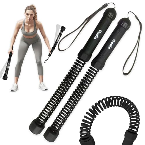 Portable Ropeless Battle Ropes for Home Gym, 2 Sticks Cordless Training Rope for Low-Impact Cardio Training