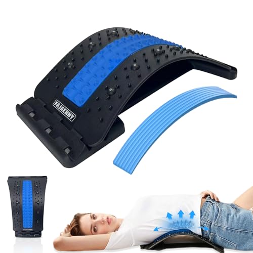 Back Stretcher, 3 Level Adjustable Lumbar Back Cracker Board, Back Pain Relief Device, Back Massage, 84 Massage Points and 10 Magnetic Points, Relief for Lumbar Area Pain, Scoliosis Aid, Spine, Herniated Disc, Lumbar Support Board, Extra NBR Pad & Silicon